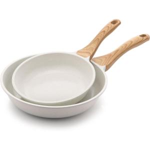 imageSENSARTE Nonstick Frying Pan Skillets Swiss Granite Coating Omelette Pans Healthy Cookware Chefs Pan Free of Intentionally Added PFOA 9511125 InchWhite