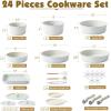 imageSENSARTE 24 Piece Pots and Pans Set Nonstick Detachable Handle Cookware Induction Kitchen Cookware Set with Removable Handle Healthy Non Stick for RV Dishwasher  Oven Safe WhiteWhite