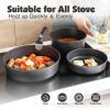 imageSENSARTE 24 Piece Pots and Pans Set Nonstick Detachable Handle Cookware Induction Kitchen Cookware Set with Removable Handle Healthy Non Stick for RV Dishwasher  Oven Safe WhiteBlack