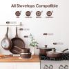 imageSENSARTE Nonstick Cookware Set 16Piece Healthy Pots and Pans Set Nonstick Kitchen Cooking Set with StayCool Handles Silicone Utensils and Pot ProtectorsToffee Brown