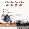 imageSENSARTE Nonstick Cookware Set 16Piece Healthy Pots and Pans Set Nonstick Kitchen Cooking Set with StayCool Handles Silicone Utensils and Pot ProtectorsGray