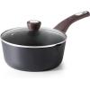 imageSENSARTE Ceramic Nonstick Sauce Pan with Lid 15 Quart Small Saucepan White Cooking Pot with Stay Cool Handle Non toxic Kitchen Sauce Pot Non stick Saucier Pan Induction Pot PFOA PTFE PFAS FreeClassic Black