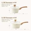 imageSENSARTE Ceramic Nonstick Sauce Pan with Lid 15 Quart Small Saucepan White Cooking Pot with Stay Cool Handle Non toxic Kitchen Sauce Pot Non stick Saucier Pan Induction Pot PFOA PTFE PFAS FreeCeramic White