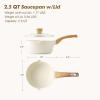 imageSENSARTE Ceramic Nonstick Sauce Pan with Lid 15 Quart Small Saucepan White Cooking Pot with Stay Cool Handle Non toxic Kitchen Sauce Pot Non stick Saucier Pan Induction Pot PFOA PTFE PFAS FreeCeramic White