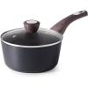 imageSENSARTE Ceramic Nonstick Sauce Pan with Lid 15 Quart Small Saucepan White Cooking Pot with Stay Cool Handle Non toxic Kitchen Sauce Pot Non stick Saucier Pan Induction Pot PFOA PTFE PFAS FreeClassic Black