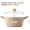 imageSENSARTE Nonstick Stock Pot with Lid 26456685 QT Soup Pot Casserole Pot Healthy Pasta Pot Large Deep Cooking Pot Big Sauce Pot Stew Pot Induction Compatible PFOA PFOS APEO Free BlackCeramic Taupe