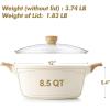 imageSENSARTE Nonstick Stock Pot with Lid 26456685 QT Soup Pot Casserole Pot Healthy Pasta Pot Large Deep Cooking Pot Big Sauce Pot Stew Pot Induction Compatible PFOA PFOS APEO Free BlackCeramic White