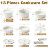 imageSENSARTE 13 Piece Pots and Pans Set Nonstick Detachable Handle Cookware Induction Kitchen Cookware Set with Removable Handle Healthy Non Stick for RV Dishwasher  Oven Safe White