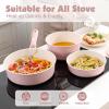 imageSENSARTE 17 Piece Ceramic Pots and Pans Set Nonstick Detachable Handle Cookware Induction Kitchen Cookware Set with Removable Handle Dishwasher  Oven Safe GreenPink