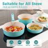 imageSENSARTE 17 Piece Ceramic Pots and Pans Set Nonstick Detachable Handle Cookware Induction Kitchen Cookware Set with Removable Handle Dishwasher  Oven Safe GreenTurquoise