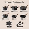 imageSENSARTE Nonstick Pots and Pans Set 17pcs Healthy Induction Cookware Set Kitchen Cooking Set with Skillets amp Saucepans Staycool Handles Dishwasher Safe PFOA PFOS Free Matte BlackMatte Black