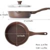 imageSENSARTE Nonstick Skillet with Lid 12inch 5QT Ceramic Deep Frying Pan Non Toxic Saute Pan with Lid Healthy Dishwasher Safe Cooking Pot Induction Pan with Staycool Handle PinkToffee Brown
