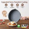 imageSENSARTE Nonstick Skillet with Lid 12inch 5QT Ceramic Deep Frying Pan Non Toxic Saute Pan with Lid Healthy Dishwasher Safe Cooking Pot Induction Pan with Staycool Handle PinkGray