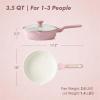 imageSENSARTE Nonstick Skillet with Lid 12inch 5QT Ceramic Deep Frying Pan Non Toxic Saute Pan with Lid Healthy Dishwasher Safe Cooking Pot Induction Pan with Staycool Handle PinkSakura Pink