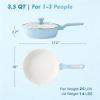 imageSENSARTE Nonstick Skillet with Lid 12inch 5QT Ceramic Deep Frying Pan Non Toxic Saute Pan with Lid Healthy Dishwasher Safe Cooking Pot Induction Pan with Staycool Handle PinkGlicer Blue