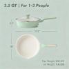 imageSENSARTE Nonstick Skillet with Lid 12inch 5QT Ceramic Deep Frying Pan Non Toxic Saute Pan with Lid Healthy Dishwasher Safe Cooking Pot Induction Pan with Staycool Handle PinkMint Green