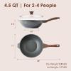 imageSENSARTE Nonstick Wok Pan with Lid 11inch Healthy Stirfry Pan Induction Cookware with Swiss Granite Coating Deep Frying Pan Skillet with Staycool Handle PFOA FreeGray