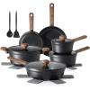 imageSENSARTE Nonstick Pots and Pans Set 17pcs Healthy Induction Cookware Set Kitchen Cooking Set with Skillets amp Saucepans Staycool Handles Dishwasher Safe PFOA PFOS Free Matte BlackMatte Black