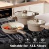 imageSENSARTE 20Pcs Nonstick Pots and Pans Set Black Non Stick Cookware Set Healthy Kitchen Cooking Set Induction Compatible Dishwasher Safe PFOAPFOS FreeMisty Taupe