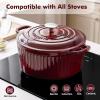imageSENSARTE Enameled Cast Iron Dutch Oven Pot with Lid 55 Quart HeavyDuty Round Dual Handles Kitchen Pot with Cotton Potholders amp Silicone Trivet Pot for Bread Baking Stews Braising Roasting Oven Safe up to 500F RedBurgundy Red