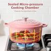 imageSENSARTE Enameled Cast Iron Dutch Oven Pot with Lid 55 Quart HeavyDuty Round Dual Handles Kitchen Pot with Cotton Potholders amp Silicone Trivet Pot for Bread Baking Stews Braising Roasting Oven Safe up to 500F RedCoral Pink