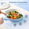 imageSENSARTE Nonstick Ceramic Frying Pan with Lid 8 Inch Small Omelette Pan Skillet Free of Intentionally Added PFASPTFE Nontoxic Chefs Pan Induction Compatible Pan Heat Resistant Handle Mint GreenGlacier Blue