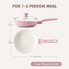 imageSENSARTE Nonstick Ceramic Frying Pan with Lid 8 Inch Small Omelette Pan Skillet Free of Intentionally Added PFASPTFE Nontoxic Chefs Pan Induction Compatible Pan Heat Resistant Handle Mint GreenSakura Pink