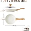 imageSENSARTE Nonstick Ceramic Frying Pan with Lid 8 Inch Small Omelette Pan Skillet Free of Intentionally Added PFASPTFE Nontoxic Chefs Pan Induction Compatible Pan Heat Resistant Handle Mint GreenWhite Ceramic