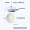 imageSENSARTE Nonstick Ceramic Frying Pan with Lid 8 Inch Small Omelette Pan Skillet Free of Intentionally Added PFASPTFE Nontoxic Chefs Pan Induction Compatible Pan Heat Resistant Handle Mint GreenGlacier Blue