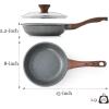 imageSENSARTE Nonstick Ceramic Frying Pan with Lid 8 Inch Small Omelette Pan Skillet Free of Intentionally Added PFASPTFE Nontoxic Chefs Pan Induction Compatible Pan Heat Resistant Handle Mint GreenGray Granite