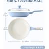 imageSENSARTE Nonstick Ceramic Frying Pan with Lid 8 Inch Small Omelette Pan Skillet Free of Intentionally Added PFASPTFE Nontoxic Chefs Pan Induction Compatible Pan Heat Resistant Handle Mint GreenGlacier Blue