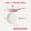 imageSENSARTE Nonstick Ceramic Frying Pan with Lid 8 Inch Small Omelette Pan Skillet Free of Intentionally Added PFASPTFE Nontoxic Chefs Pan Induction Compatible Pan Heat Resistant Handle Mint GreenSakura Pink