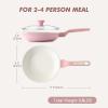 imageSENSARTE Nonstick Ceramic Frying Pan with Lid 8 Inch Small Omelette Pan Skillet Free of Intentionally Added PFASPTFE Nontoxic Chefs Pan Induction Compatible Pan Heat Resistant Handle Mint GreenSakura Pink