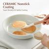 imageSENSARTE Nonstick Ceramic Frying Pan with Lid 8 Inch Small Omelette Pan Skillet Free of Intentionally Added PFASPTFE Nontoxic Chefs Pan Induction Compatible Pan Heat Resistant Handle Mint GreenWhite Ceramic