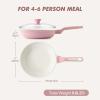 imageSENSARTE Nonstick Ceramic Frying Pan with Lid 8 Inch Small Omelette Pan Skillet Free of Intentionally Added PFASPTFE Nontoxic Chefs Pan Induction Compatible Pan Heat Resistant Handle Mint GreenSakura Pink