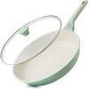imageSENSARTE Nonstick Ceramic Frying Pan with Lid 8 Inch Small Omelette Pan Skillet Free of Intentionally Added PFASPTFE Nontoxic Chefs Pan Induction Compatible Pan Heat Resistant Handle Mint GreenMint Green