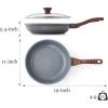 imageSENSARTE Nonstick Ceramic Frying Pan with Lid 8 Inch Small Omelette Pan Skillet Free of Intentionally Added PFASPTFE Nontoxic Chefs Pan Induction Compatible Pan Heat Resistant Handle Mint GreenGray Granite