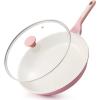 imageSENSARTE Nonstick Ceramic Frying Pan with Lid 8 Inch Small Omelette Pan Skillet Free of Intentionally Added PFASPTFE Nontoxic Chefs Pan Induction Compatible Pan Heat Resistant Handle Mint GreenSakura Pink