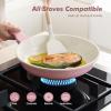 imageSENSARTE Nonstick Ceramic Frying Pan with Lid 8 Inch Small Omelette Pan Skillet Free of Intentionally Added PFASPTFE Nontoxic Chefs Pan Induction Compatible Pan Heat Resistant Handle Mint GreenSakura Pink