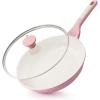 imageSENSARTE Nonstick Ceramic Frying Pan with Lid 8 Inch Small Omelette Pan Skillet Free of Intentionally Added PFASPTFE Nontoxic Chefs Pan Induction Compatible Pan Heat Resistant Handle Mint GreenSakura Pink