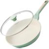 imageSENSARTE Nonstick Ceramic Frying Pan with Lid 8 Inch Small Omelette Pan Skillet Free of Intentionally Added PFASPTFE Nontoxic Chefs Pan Induction Compatible Pan Heat Resistant Handle Mint GreenMint Green