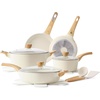 image:imageSENSARTE Ceramic Cookware Sets Pots and Pans Set Non stick 14 Piece Induction Cookware Non toxic Healthy Non Stick Kitchen Cooking Set with Frying Pans Set PFAS PTFE PFOA PFOS FreeCeramic White