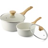 image:imageSENSARTE Ceramic Nonstick Saucepan with Lid 15 Quarts Small Kitchen Cooking Pot with Stay Cool Handle Induction Compatible Ceramic Coating Free of Intentionally Added PTFEPFOAPFAS GreenWhite Ceramic