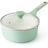 image:imageSENSARTE Ceramic Nonstick Saucepan with Lid 15 Quarts Small Kitchen Cooking Pot with Stay Cool Handle Induction Compatible Ceramic Coating Free of Intentionally Added PTFEPFOAPFAS GreenMint Green
