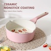image:imageSENSARTE Ceramic Nonstick Saucepan with Lid 15 Quarts Small Kitchen Cooking Pot with Stay Cool Handle Induction Compatible Ceramic Coating Free of Intentionally Added PTFEPFOAPFAS GreenSakura Pink