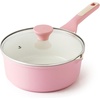 image:imageSENSARTE Ceramic Nonstick Saucepan with Lid 15 Quarts Small Kitchen Cooking Pot with Stay Cool Handle Induction Compatible Ceramic Coating Free of Intentionally Added PTFEPFOAPFAS GreenSakura Pink
