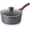 image:imageSENSARTE Ceramic Nonstick Saucepan with Lid 15 Quarts Small Kitchen Cooking Pot with Stay Cool Handle Induction Compatible Ceramic Coating Free of Intentionally Added PTFEPFOAPFAS GreenGray Granite