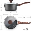 image:imageSENSARTE Ceramic Nonstick Saucepan with Lid 15 Quarts Small Kitchen Cooking Pot with Stay Cool Handle Induction Compatible Ceramic Coating Free of Intentionally Added PTFEPFOAPFAS GreenGray Granite