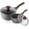 image:imageSENSARTE Ceramic Nonstick Saucepan with Lid 15 Quarts Small Kitchen Cooking Pot with Stay Cool Handle Induction Compatible Ceramic Coating Free of Intentionally Added PTFEPFOAPFAS GreenGray Granite