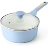 image:imageSENSARTE Ceramic Nonstick Saucepan with Lid 15 Quarts Small Kitchen Cooking Pot with Stay Cool Handle Induction Compatible Ceramic Coating Free of Intentionally Added PTFEPFOAPFAS GreenGlacier Blue